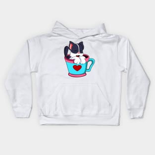 Cat with Heart Cup Kids Hoodie